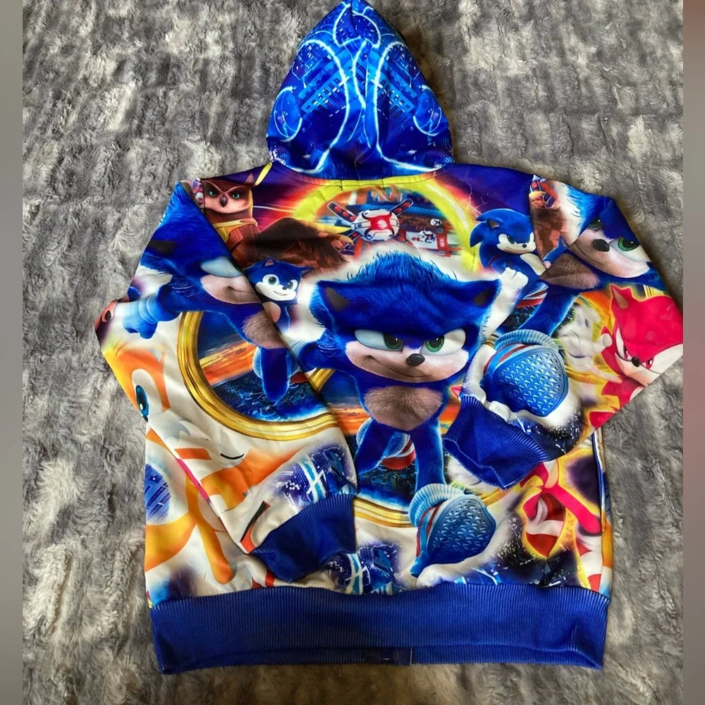 Thombase, size 120, fits my child like a 7-8, Sonic the Hedgehog hooded zipup